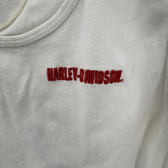 Harley-Davidson White Cotton Tank Top Men XL Embroidered Logo Front & Logo Patch - Picture 2 of 7